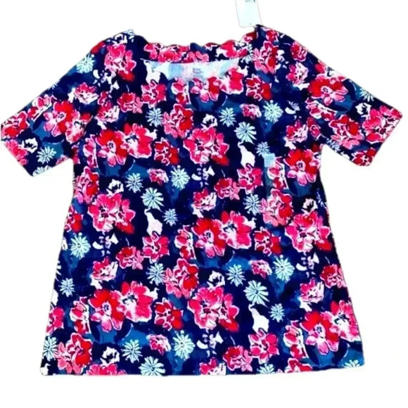 Kim Rogers Perfectly Soft Tee Top With Scalloped Neckline NWT - Picture 3 of 8